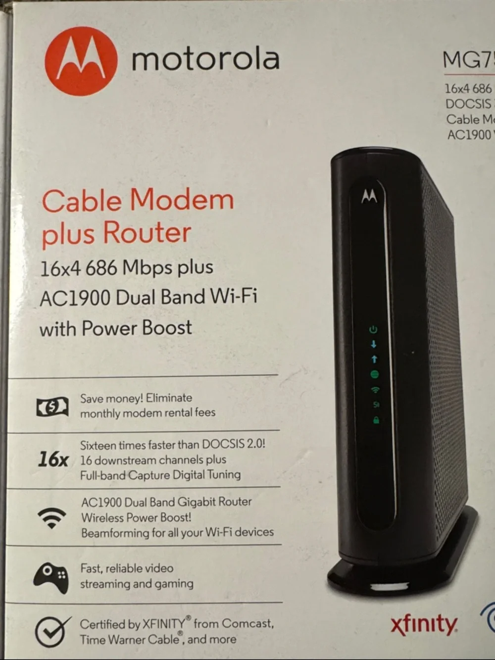 Motorola MG7550 Cable Modem + Router - Picture 2 of 6